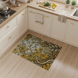Golden Vine Leaf Floral Area Rug