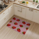 Fruit Pattern Playful Strawberry Pink Area Rug