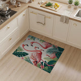 Pink Flamingos Tropical Foliage Area Rug