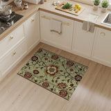 Sage Green Vintage Floral Area Rug