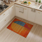 Vibrant Orange Semi-Circle Geometric Area Rug