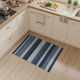 Navy Blue Striped Coastal Woven Rug