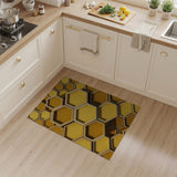 3D Yellow Honeycomb Geometric Area Rug