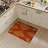 Bold Orange Geometric Triangle Shag Rug