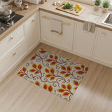 Vibrant Orange Leaf Swirl Area Rug