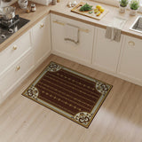 Ornate Gold Floral Border Burgundy Area Rug