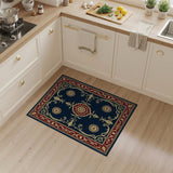 Multi-color and Patterns Navy Blue Traditional Persian Medallion Rug