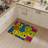 ODIKA Retro Smiley Face Washable Area Rug - Low Pile Non-Slip Colorful Pop Art Decor