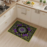 Vibrant Purple Yellow Floral Mandala Rug