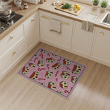 Whimsical Pink Gingerbread Houses Candy Cane Rug