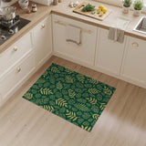 Emerald Green Golden Leaf Outline Area Rug