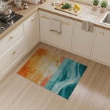 Sunset Palms Teal Ocean Waves Area Rug