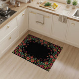 Vibrant Red Floral Border Area Rug