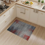 Grey Red Distressed Abstract Area Rug
