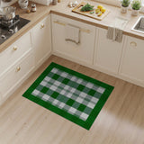 Green Green White Gingham Check Area Rug