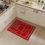 Red Tech Control Panel Geometric Area Rug