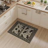 Rustic Moose Silhouette Winter Forest Area Rug
