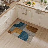 Teal Orange Curved Geometric Area Rug