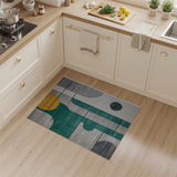 Modern Geometric Teal Yellow Abstract Area Rug