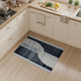 Curved Geometric Black White Area Rug