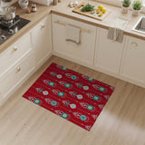 Festive Red Teal Ornament Hanging Rug