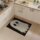 Smiling Cartoon Ghost Black White Area Rug