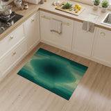 Green Green Wavy Geometric Area Rug