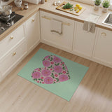 Romantic Pink Rose Heart Area Rug