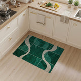 Green Wavy Grid Modern Area Rug