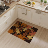 Interlocking Puzzle Brown Tan Geometric Rug
