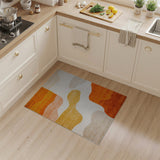 Multi-color and Patterns Wavy Orange Abstract Area Rug