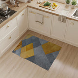Mustard Yellow Gray Geometric Patchwork Rug