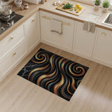 Golden Swirl Black Marble Abstract Rug