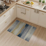 Abstract Wavy Blue Gold Area Rug