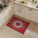 Radiant Red Sunburst Geometric Area Rug