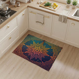 Distressed Teal Starburst Area Rug