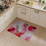 Abstract Red Wave Area Rug