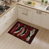 Red Humpback Whales Persian Area Rug