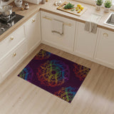 Rainbow Music Notes Swirl Area Rug