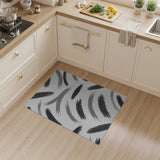 Black White Abstract Feather Brushstroke Rug
