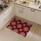 Geometric Modern Festive Red Snowflake Pattern Area Rug