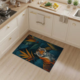 Teal Tiger Jungle Abstract Area Rug