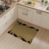 Playful Black Cat Silhouettes Tan Area Rug