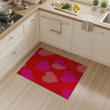 Bold Red Pink Hearts Geometric Area Rug