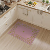 Ornate Pink Area Rug with Gold Floral Border