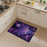 Purple Sakura Moonlit Fantasy Forest Rug