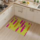 Vibrant Pink Orange Fish on Yellow Area Rug