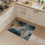 Blue and Teal Teal Gold Geometric Abstract Area Rug