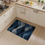 Blue and Teal Abstract Blue Wave Mountain Area Rug
