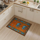 Blue Elephant Persian Area Rug on Orange